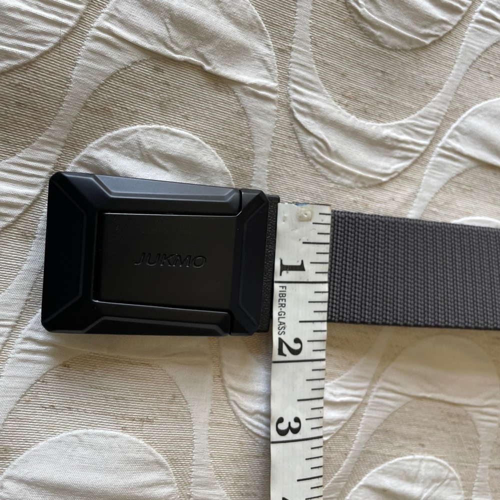 JUKMO Mens Tactical Belt Dark Gray Nylon Webbing Matte Black Slider Buckle 49in - Picture 5 of 6